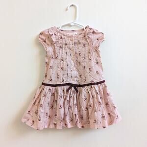 Vtg Janie And Jack Dress Girls Sz 12-18m Pink Floral 2003